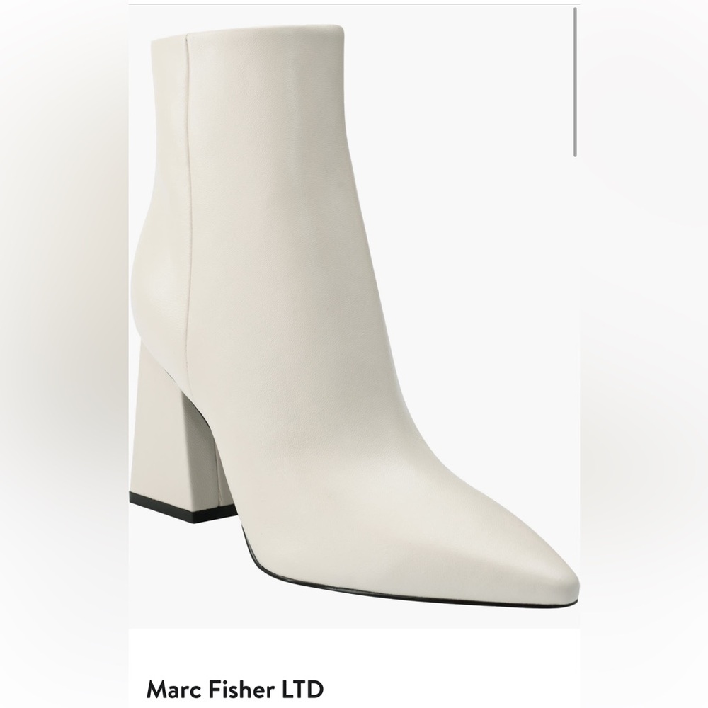 Marc Fisher Cream Block Heel Ankle Boots